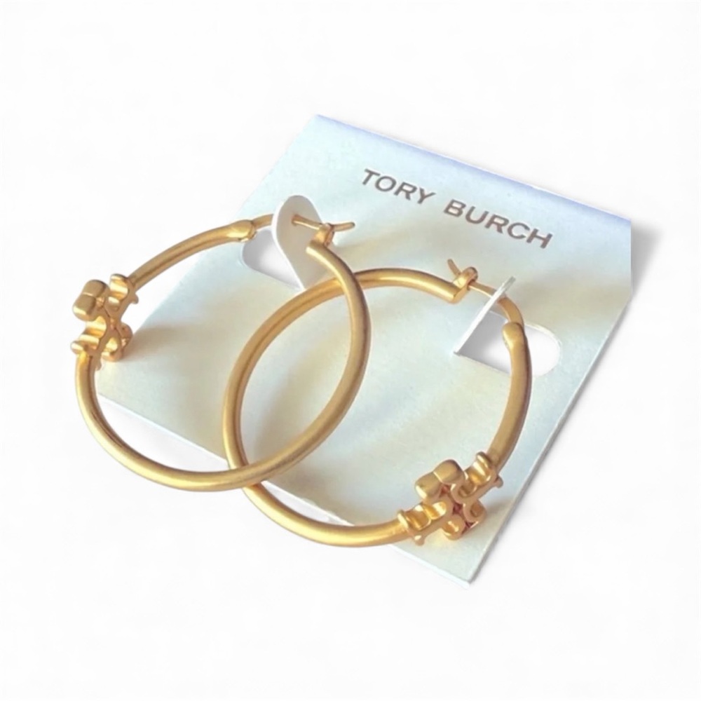 NIP Tory Burch Kira Large Hoop Earrings in Mat Gold